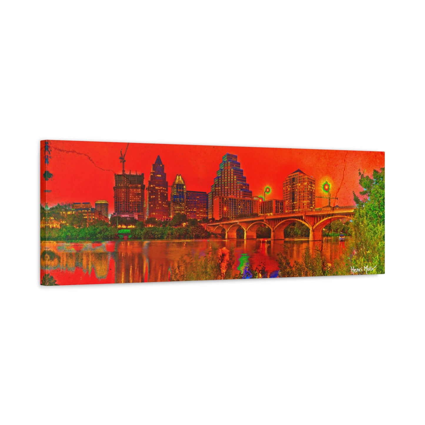 Red Downtown Austin in 2008. Matte Canvas, Stretched, 1.25"