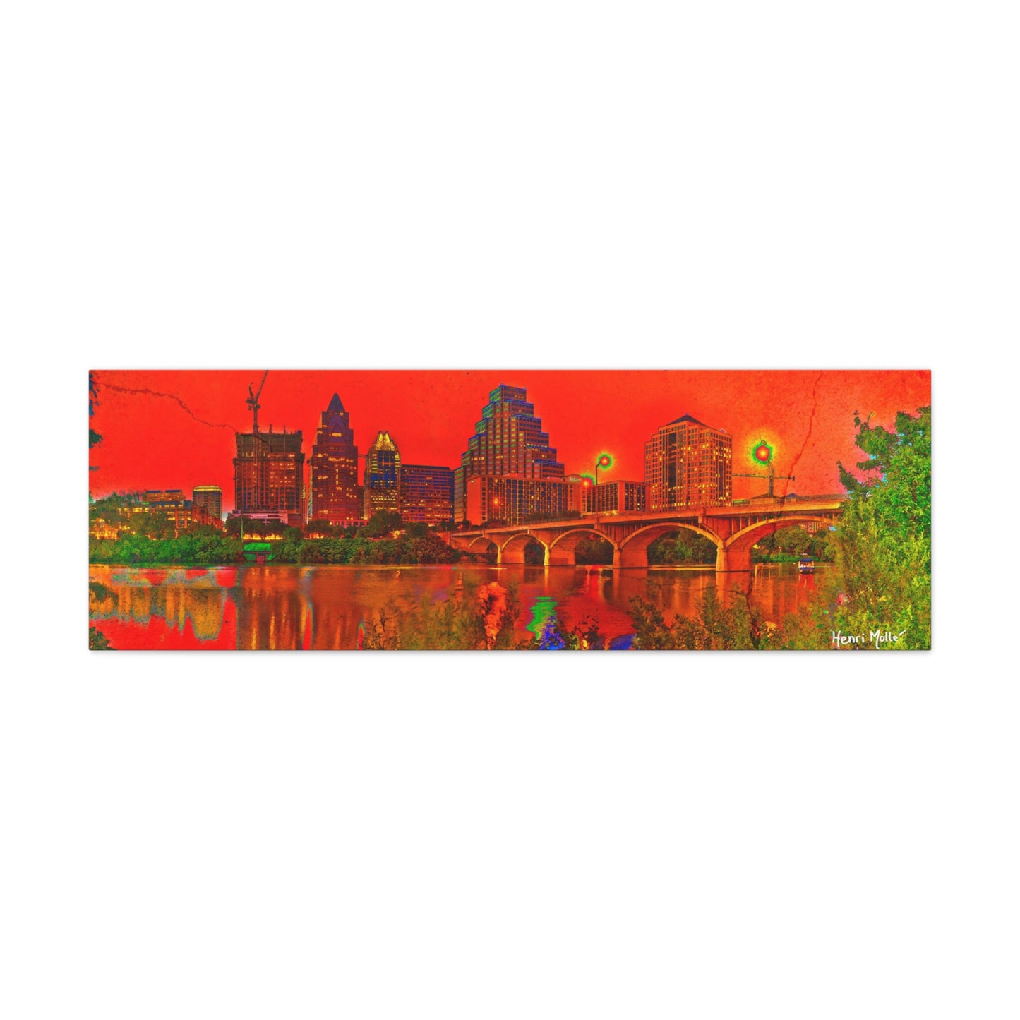 Red Downtown Austin in 2008. Matte Canvas, Stretched, 1.25"